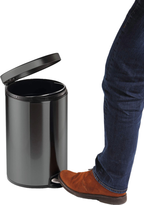 Durable 341058 - Round Pedal Bin - 5 Ltr - Charcoal Grey - Lid Open