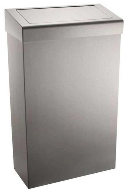 Metal Waste Bin with Flap Lid - 30 Ltr - Brushed Stainless Steel - WR-PL73MBS Metal Waste Bin with Flap Lid - 30 Ltr - Brushed Stainless Steel - WR-PL73MBS