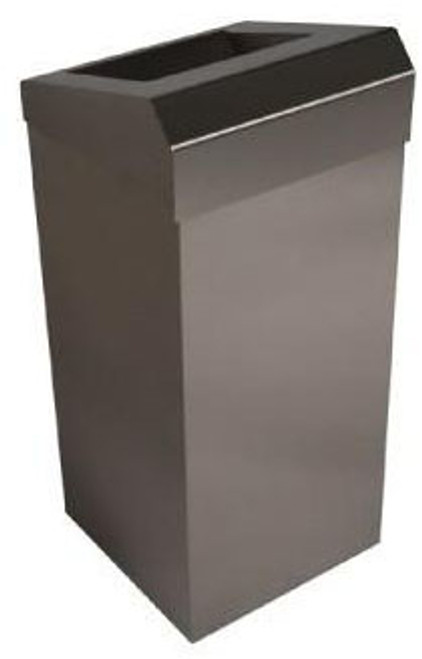 Metal Waste Bin with Open Chute Lid - 50 Ltr - Brushed Stainless Steel - WR-PL75MBS - Back