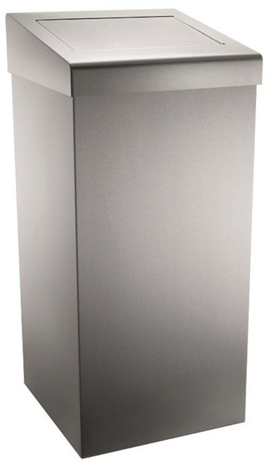 Metal Waste Bin with Flap Lid - 50 Ltr - Brushed Stainless Steel - WR-PL77MBS Metal Waste Bin with Flap Lid - 50 Ltr - Brushed Stainless Steel - WR-PL77MBS