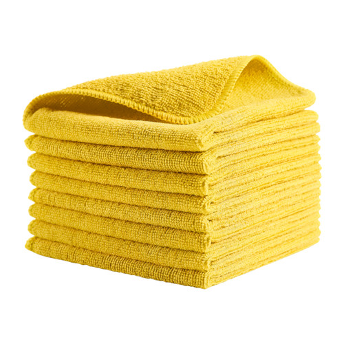 Rubbermaid 1820580 - HYGEN R-40 Recycled Microfibre Cloth - Yellow - Pile of Cloths