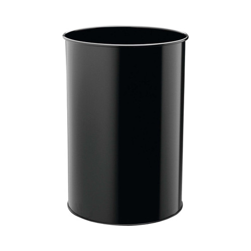 330301 - Durable Round Metal Waste Basket - 30 Ltr - Black