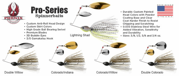 Spinnerbait Painted Colorado/Painted Wide Willow Blades