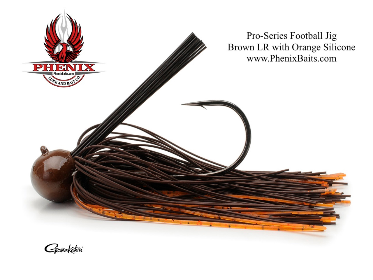 Phenix Pro-Series Football Jig - Brown Living Rubber with Orange Silicone