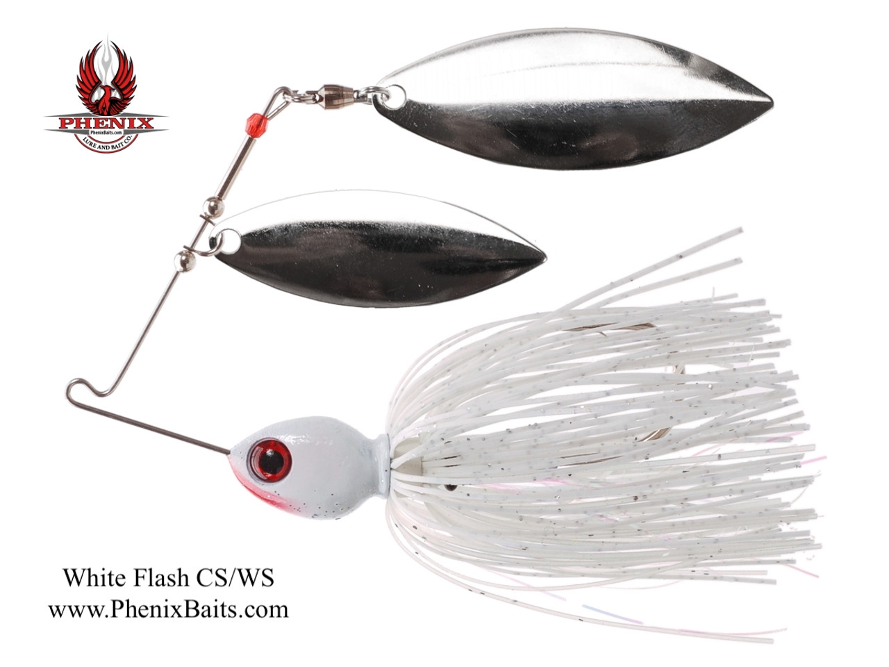 Phenix Pro-Series Spinnerbait - White Flash with Double Willow Nickel Blades