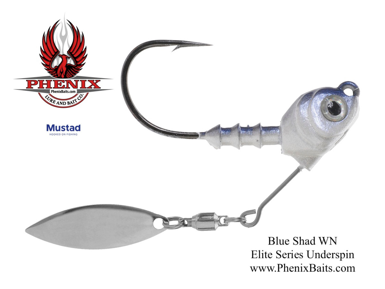 Phenix Elite Series Underspin Jig Head - Blue Shad with Willow