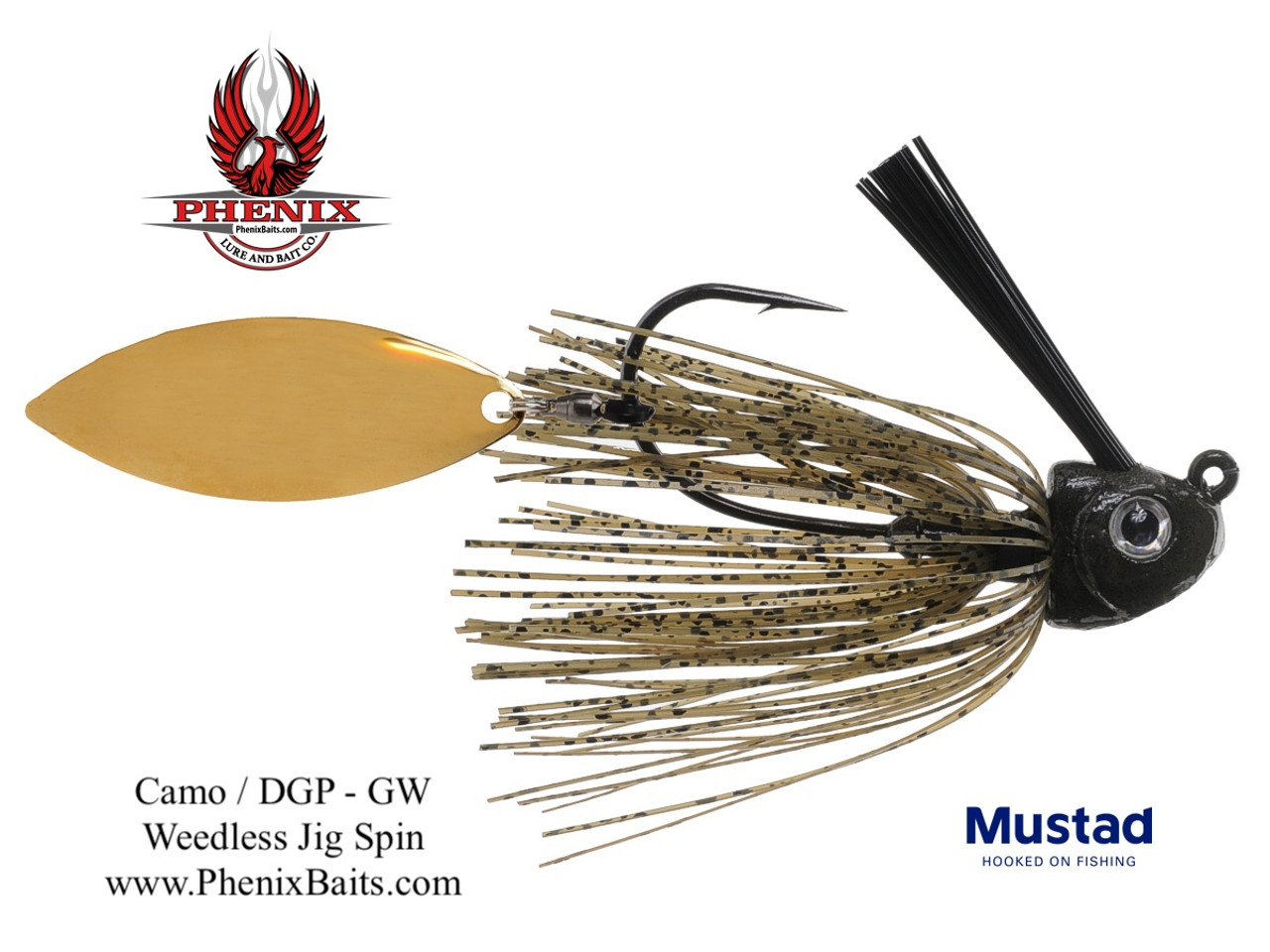 Phenix Vengeance Tail Spin Swim Jig - Dark Green Pumpkin with Gold