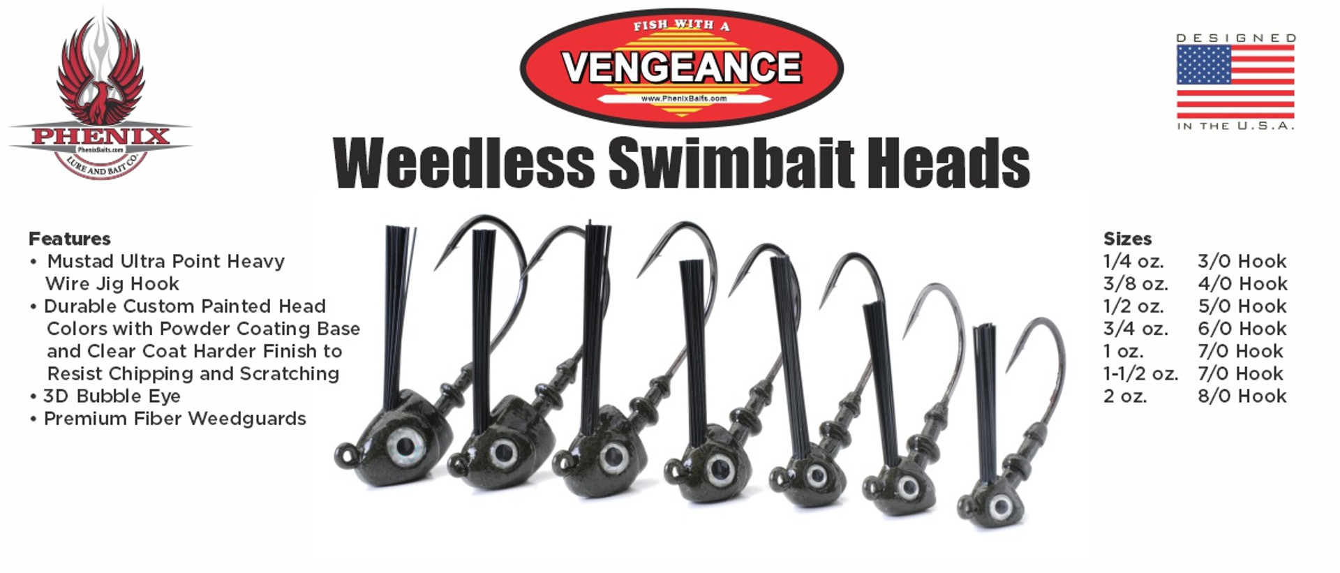 Phenix Vengeance Weedless Swim Jig - Bay Bass Special