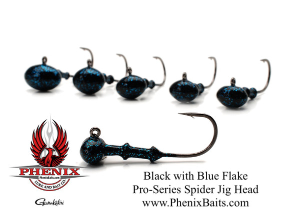 Pro-Series Spider Jig Heads - Black with Blue Flake (3-Pack)