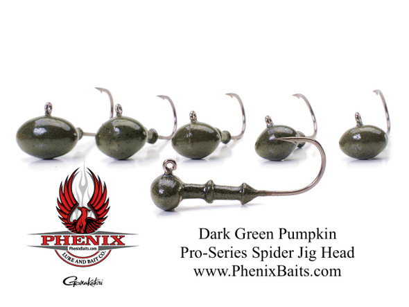 Pro-Series Spider Jig Heads - Dark Green Pumpkin (3-Pack)