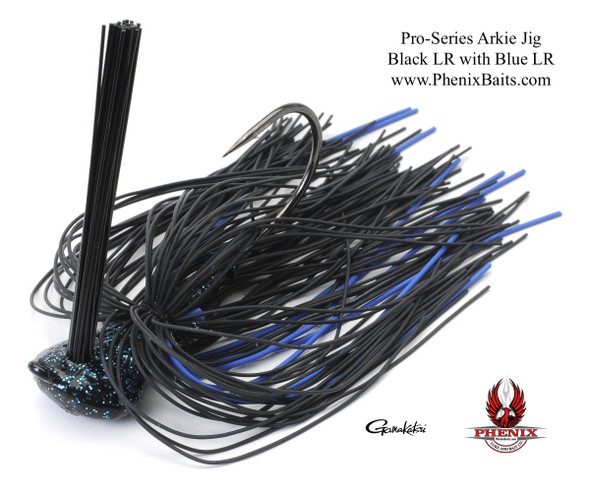 Phenix Pro-Series Arkie Jig - Black Living Rubber with Blue Living Rubber