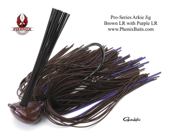 Phenix Baits Pro-Series Arkie Jig - Brown Living Rubber with Purple Living Rubber