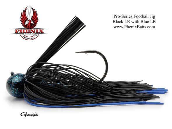 Pro-Series Football Jig - Black Living Rubber with Blue Living Rubber