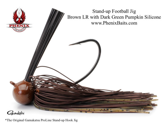 Phenix ProLine Stand-up Football Jig - Brown Living Rubber with Dark Green Pumpkin Silicone