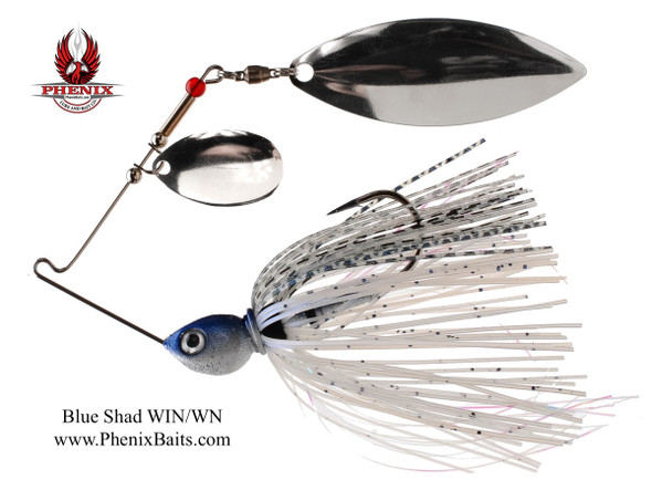 Phenix Pro-Series Spinnerbait - Blue Shad with Nickel Indiana and Nickel Willow Blades