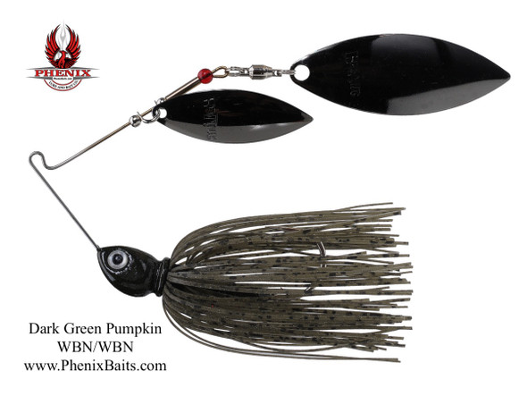 Pro-Series Spinnerbait - Dark Green Pumpkin with Double Willow Black Nickel Blades