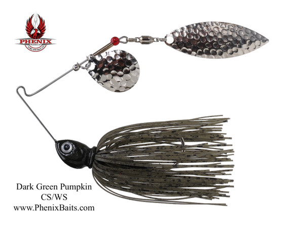Phenix Pro-Series Spinnerbait - Dark Green Pumpkin with Colorado Silver and Willow Silver Blades