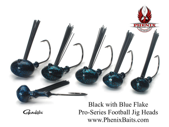 Pro-Series Football Jig Heads - Black with Blue Flake (3-Pack)