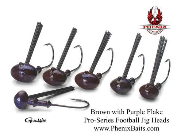 Pro-Series Football Jig Heads - Brown with Purple Flake (3-Pack)