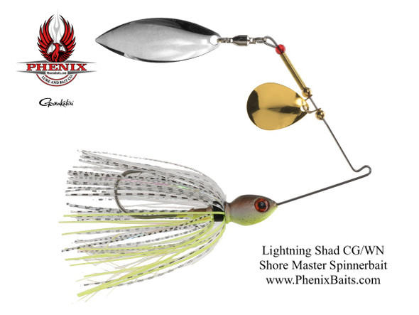 Phenix Shore Master Spinnerbait - Lightning Shad with Colorado Gold and Willow Nickel Blades