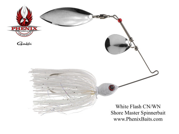 Phenix Shore Master Spinnerbait - White Flash with Colorado Nickel and Willow Nickel Blades