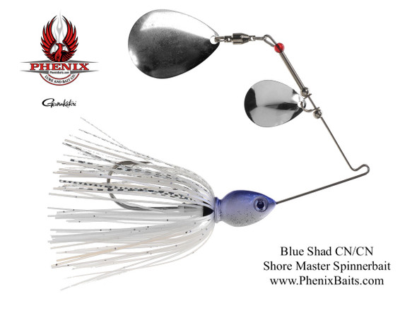 Phenix Shore Master Spinnerbait - Blue Shad with Colorado Nickel and Indiana Nickel Blades