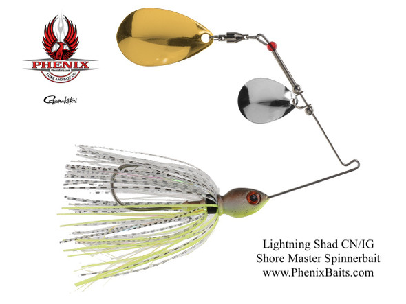 Phenix Shore Master Spinnerbait - Lightning Shad with Colorado Nickel and Indiana Gold Blades