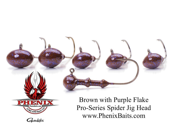 Pro-Series Spider Jig Heads - Brown with Purple Flake (3-Pack)