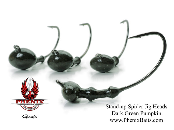 Phenix ProLine Stand-up Spider Jig Heads - Dark Green Pumpkin