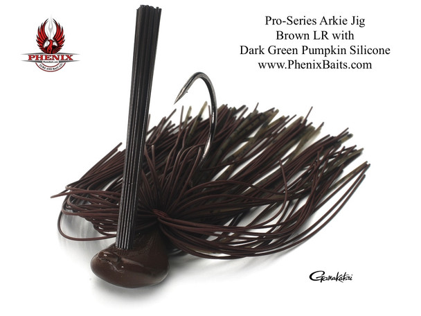 Phenix Pro-Series Arkie Jig - Brown Living Rubber with Dark Green Pumpkin Silicone