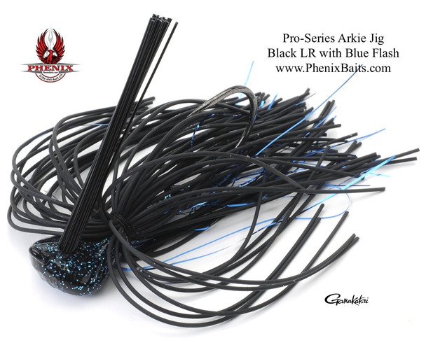 Phenix Pro-Series Arkie Jig - Black Living Rubber with Blue Flash