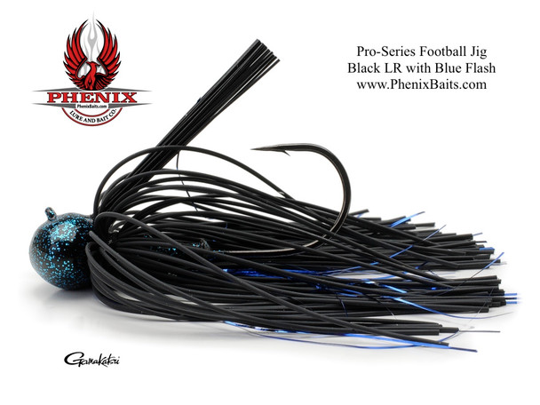 Pro-Series Football Jig - Black Living Rubber with Blue Flash