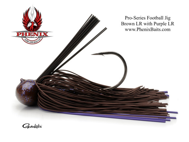 Pro-Series Football Jig - Brown Living Rubber with Purple Living Rubber