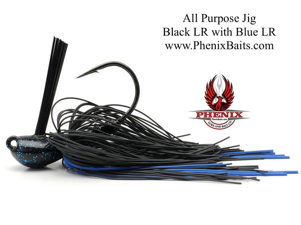 Phenix Elite Series All Purpose Sparkie Jig - Black Living Rubber with Blue Living Rubber
