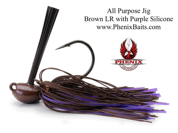 Phenix Elite Series All Purpose Sparkie Jig - Brown Living Rubber with Purple Silicone