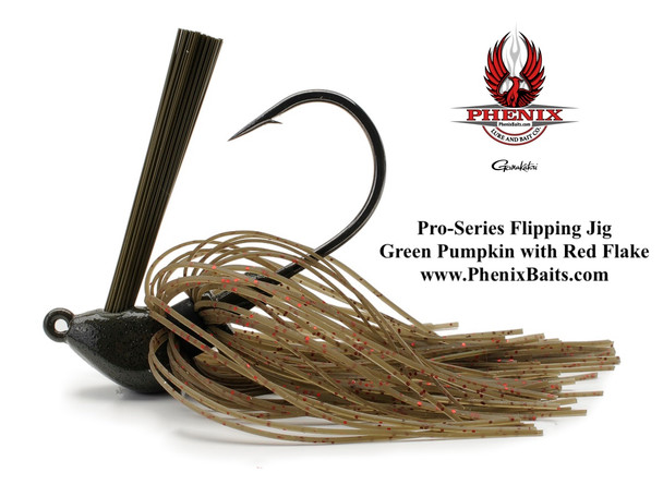 Phenix Pro-Series Flipping Jig - Green Pumpkin with Red Flake