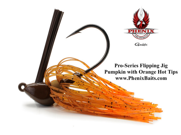 Phenix Pro-Series Flipping Jig - Pumpkin with Orange Hot Tips