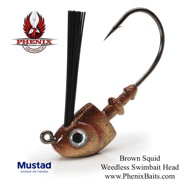 Phenix Vengeance Weedless Swimbait Heads - Brown Squid