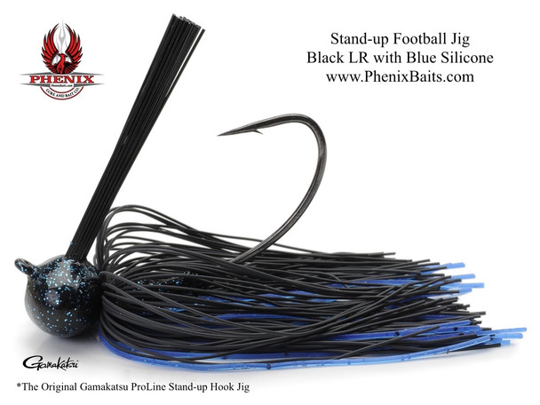 Phenix ProLine Stand-up Football Jig - Black Living Rubber with Blue Silicone