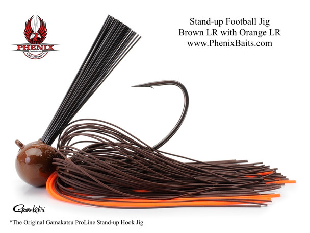 Phenix ProLine Stand-up Football Jig - Brown Living Rubber with Orange Living Rubber