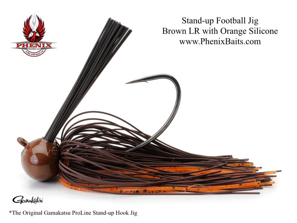 Phenix ProLine Stand-up Football Jig - Brown Living Rubber with Orange Silicone