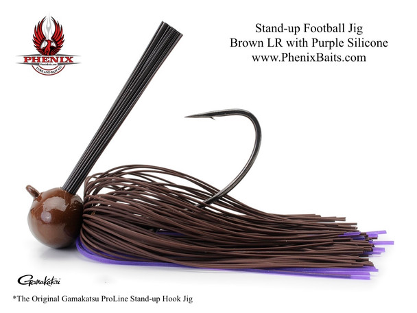 Phenix ProLine Stand-up Football Jig - Brown Living Rubber with Purple Silicone