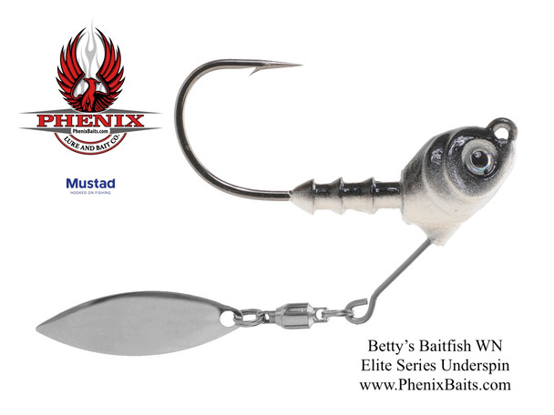 Phenix Elite Series Underspin Jig Head - Betty's Baitfish with Nickel Willow Blade