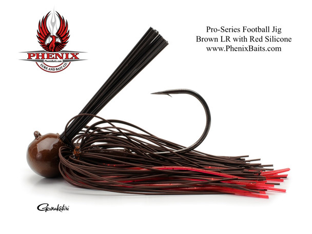 Pro-Series Football Jig - Brown Living Rubber with Red Silicone