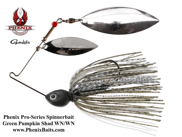 Pro-Series Spinnerbait - Green Pumpkin Shad with Double Willow Nickel Blades