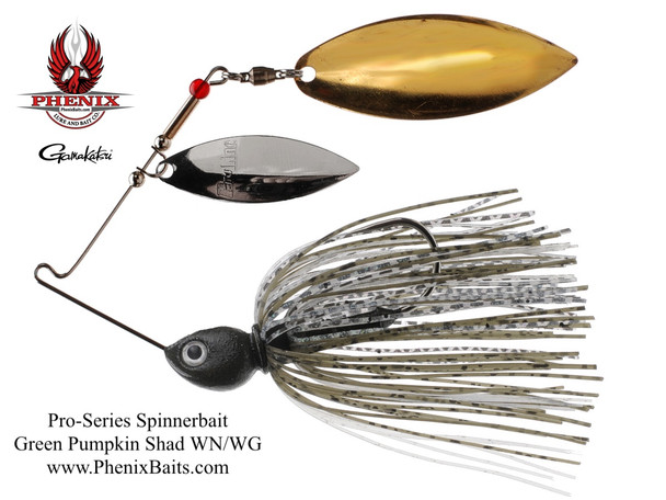 of Pro-Series Spinnerbait - Green Pumpkin Shad with Willow Nickel and Willow Gold Blades