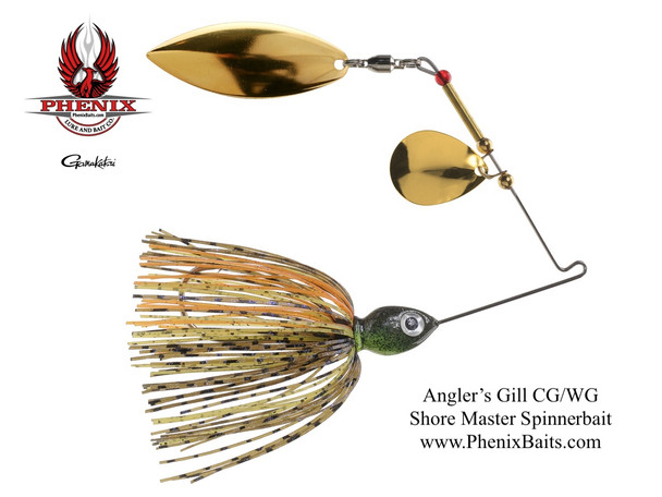 Shore Master Spinnerbait - Angler's Gill with Gold Colorado and Gold Willow Blades