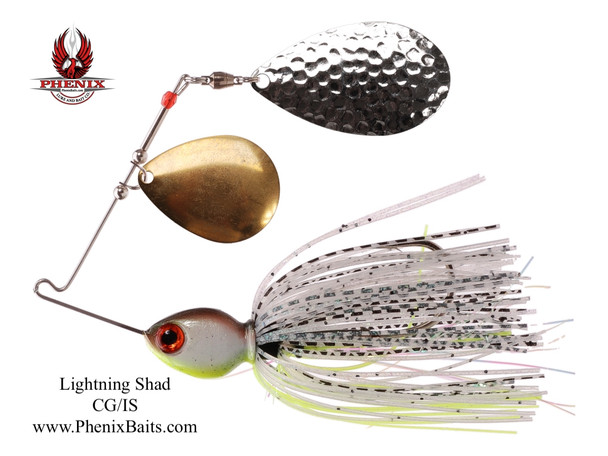 Phenix Pro-Series Spinnerbait - Lightning Shad with Colorado Gold and Indiana Silver Blades