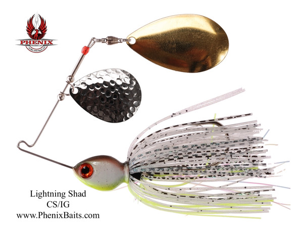 Phenix Pro-Series Spinnerbait - Lightning Shad with Colorado Silver and Indiana Gold Blades
