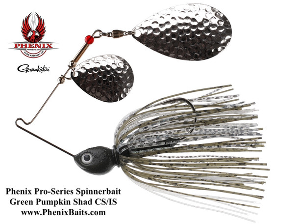 Phenix Pro-Series Spinnerbait - Green Pumpkin Shad with Colorado Silver and Indiana Silver Blades